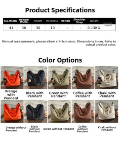 Size chart showing 41cm width drawstring tote bag dimensions and various color options