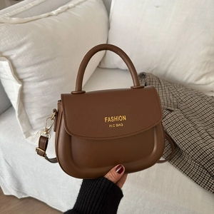 Damen Koreanische Mode PU Leder Schultertasche Einfarbig Sattel Umhängetasche Mit Verstellbarem Riemen Gold Hardware Handtasche
