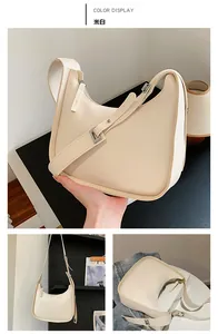 Detail view of off-white retro underarm bag showing leather texture and fashion embossing