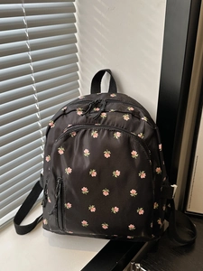 Women Floral Print Backpack Mini School Bag Casual Travel Shoulder Bag For Girls Sweet Fashion Ins Style Backpack Purse