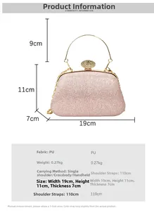 Pochette da sera rosa con paillettes 19x11x7cm con manico in metallo dorato e catena