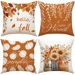 Federe Cuscini Decorative Autunno Lino Ringraziamento Zucca Girasole Foglia Di Acero Arredamento Fattoria Per Divano