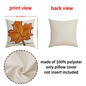 Linen pumpkin maple leaf autumn pillow cover 45x45cm for fall seasonal home decor