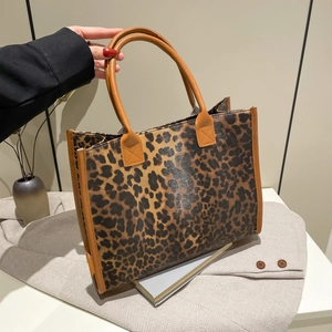 Grand Sac à Main Fourre-tout en Simili Cuir Imprimé Léopard pour Femme Grande Capacité Sac à Épaule Tendance pour Travail
