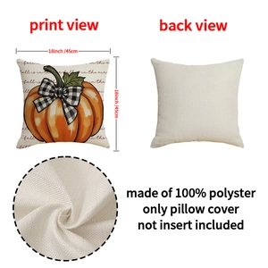 Linen style pumpkin fall throw pillow cover 18x18 inch for autumn home decoration