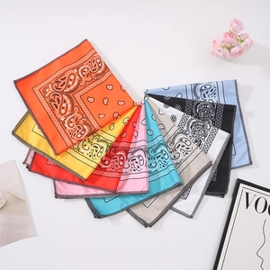 Polyester paisley bandana set in nine colors including orange and blue for hip-hop style
