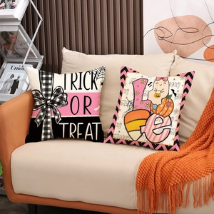 Juego de fundas de cojín de Halloween con diseños de calabaza Trick or Treat y Love