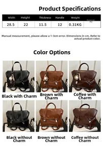 Tabella taglie dettagliata e viste multiple di uno zaino vintage in pelle PU da donna