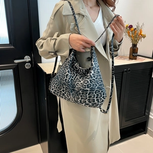 Sac hobo en toile léopard à grande capacité fourre-tout pour femme style décontracté