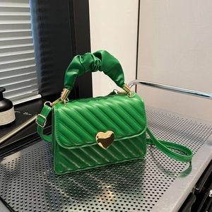Moda Mujer Cuero PU Acolchado Bolso Bandolera Cierre Corazón Asa Plisada Pequeño Bolso Cuadrado Ropa de Calle Bolso de Fiesta