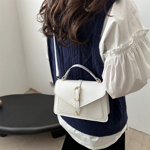 Chic white PU leather envelope crossbody bag with gold U-shaped buckle decoration