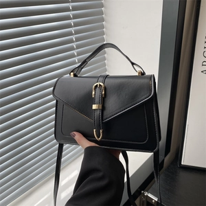 Women Fashion PU Leather Crossbody Bag Chic Metal Buckle Handbag Versatile Daily Shoulder Bag Elegant Small Square Bag