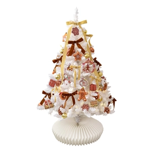 1.5m white artificial Christmas tree with luxury gold ornaments and festive gingerbread men