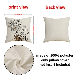 Halloween Boo Crew pillow case in linen texture, 18x18 inch decorative sofa cushion cover