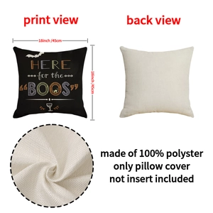 Halloween pillow cover 18x18 with Here for the Boos print and linen texture finish