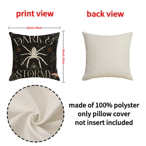 Housse de coussin Halloween fantôme en lin avec imprimé toile d'araignée Dark & Stormy