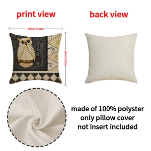 Halloween owl pillow case 18x18 inch square polyester decorative cushion cover for sofa