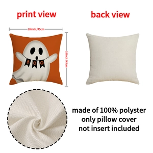 Halloween Kissenbezug 45x45 cm mit Geistermotiv und Boo Banner in Orange und Weiß