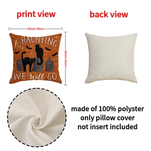 Vintage Halloween black cat pillow case 18x18 inch polyester fabric cover with RIP grave