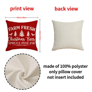 Farm Fresh Christmas Tree linen-style pillow covers in red and white 18x18 inches