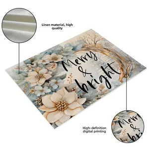 Détail d'un set de table en lin avec impression numérique haute définition et texture du tissu