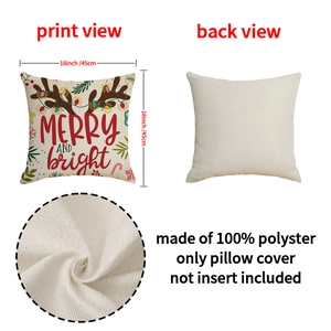 Christmas 18x18 inch polyester pillow cover with reindeer antlers and festive prints