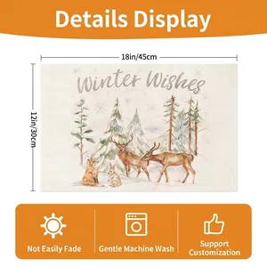 Set de table en lin Winter Wishes avec animaux de la forêt décor de Noël 45x30 cm