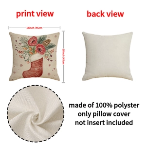 Christmas stocking flower throw pillow cover 18x18 inch polyester cushion case