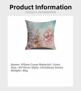 Detailed view of linen Christmas pillowcase with 45x45cm dimensions and 80g weight