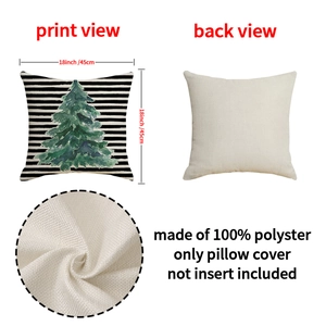 Christmas tree print throw pillow cover with 18-inch black and white striped polyester
