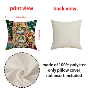 Fodera per cuscino gatto natalizio in poliestere traspirante 45x45cm per decorazioni