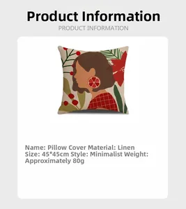 Detailed specifications of the 45x45cm Wabi-sabi linen pillowcase with material info