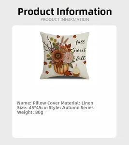 Detailed product specifications for autumn linen pillowcase with fall sweet fall print