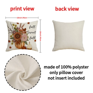 Fall pumpkin sunflower decorative pillow cover 18 inch with Fall Sweet Fall print
