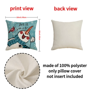 Winter Christmas snowman pillow cover 18x18 inch linen textured polyester cushion case