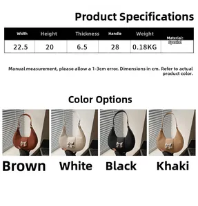 Detailed size chart and dimensions for the bow-decorated underarm shoulder bag