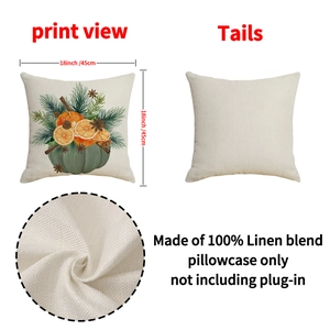 Housse de coussin automne en lin avec motif citrouille, 45x45cm décoration de maison