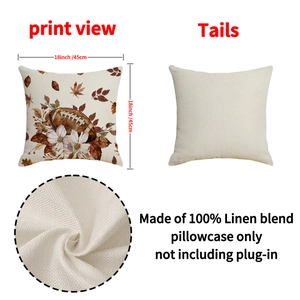 Fall football and floral pattern linen pillowcase 18x45cm for autumn home sofa decor