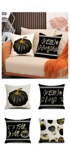 Close-up of four autumn pumpkin pillow covers featuring Hello Pumpkin and It is Fall Yall