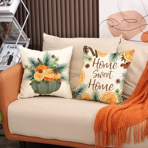 Housses de coussin en lin d'automne avec citrouilles pour déco de salon et canapé