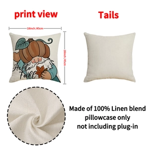 Funda de cojín de gnomo de otoño en lino 45x45 cm con diseño de Hello Fall