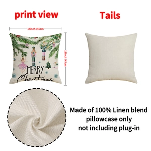 Christmas nutcracker linen pillow cover 18x18 inch featuring festive holiday ballet patterns