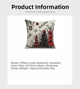Détails de la housse de coussin de Noël Let it snow en lin, dimensions 45x45 cm