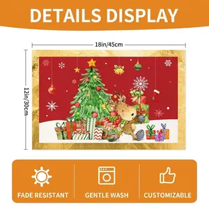 Set di 6 tovagliette natalizie con renne e alberi stampati dimensioni 45x30 cm