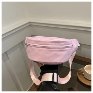 Minimalist PU Leather Fanny Pack For Women Solid Color Adjustable Strap Casual Chest Bag