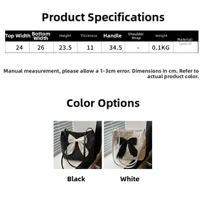Tableau des tailles et dimensions pour sac à main avec nœud et tissu texturé