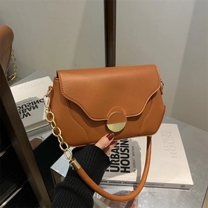 Vintage PU Leather Small Square Shoulder Bag For Women Fashion Wavy Flap Messenger Bag With Gold Chain Strap Daily Commuting Bag