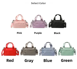 Selection of compact nylon pillow bags in seven vibrant colors with crossbody straps