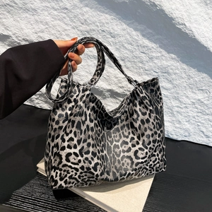 Leopard Print Tote Bag PU Leather Large Capacity Vintage Shoulder Bag For Women Casual Daily Commuting Fashion Handbag