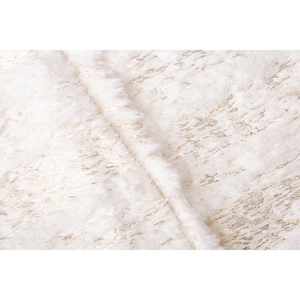 White faux fur Christmas tree skirt with gold foil texture and soft plush fabric